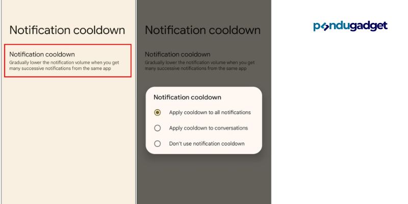 Cooldown Notifikasi Andorid 15