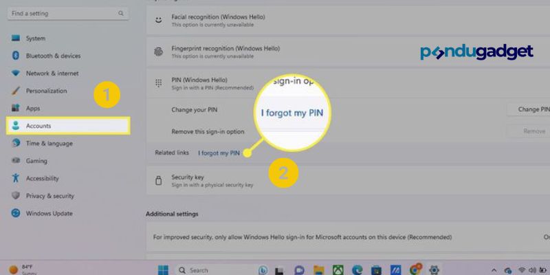 Lupa PIN Windows 11 